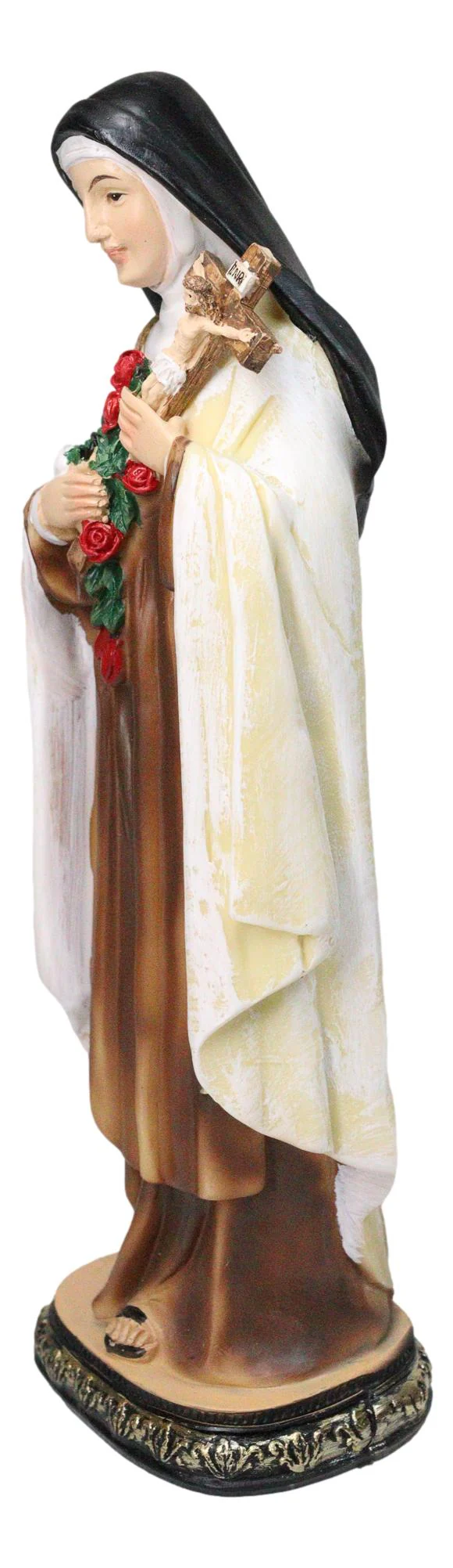 Carmelite Order Saint Theresa of Lisieux With Roses and Crucifix Figurine 11" H - Image 3