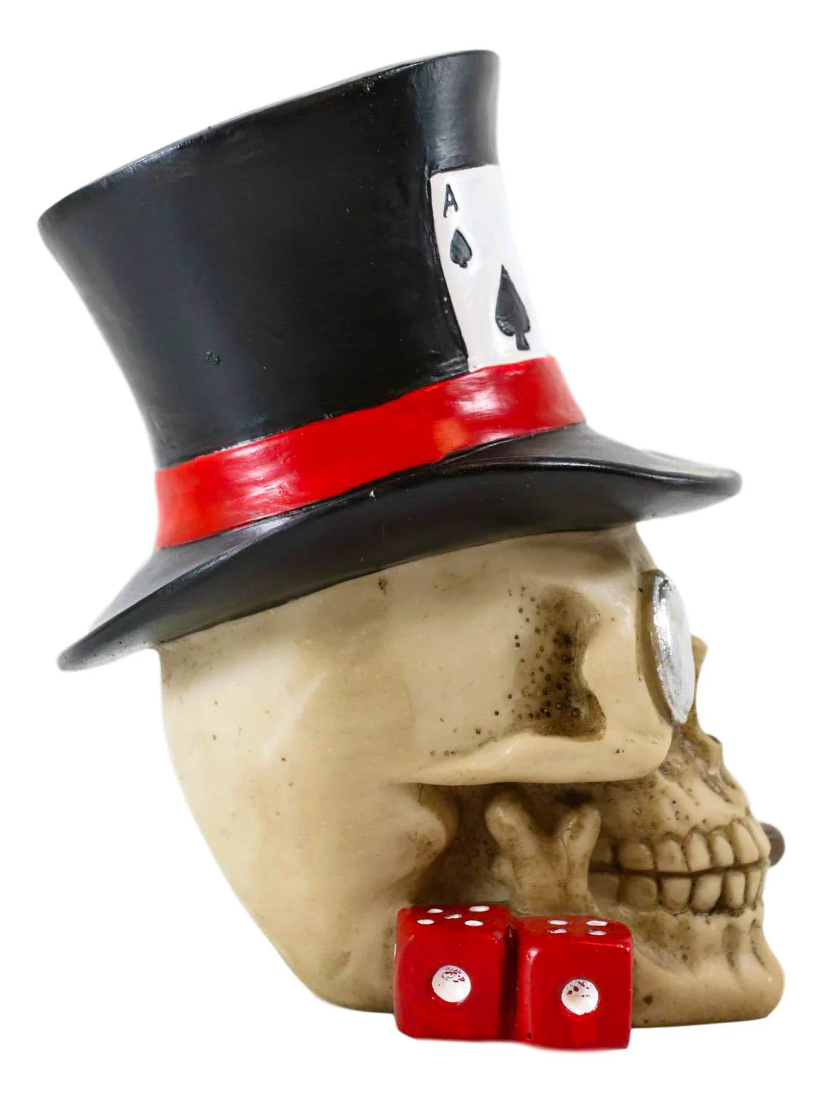 Ebros Casino Royale Poker Cards Dice And Chips Skull With Top Hat Cigar Small Figurine - Image 3