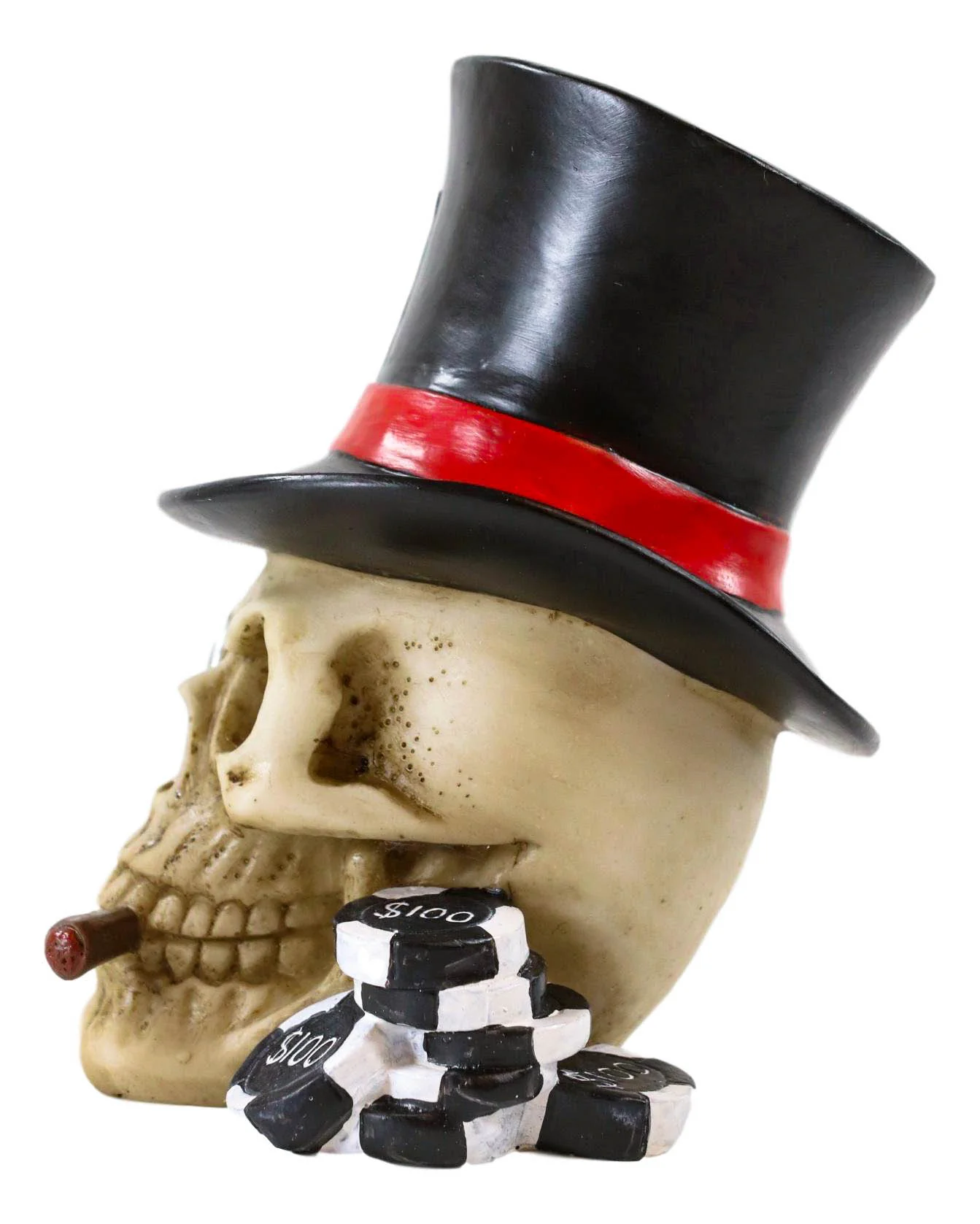 Ebros Casino Royale Poker Cards Dice And Chips Skull With Top Hat Cigar Small Figurine - Image 4