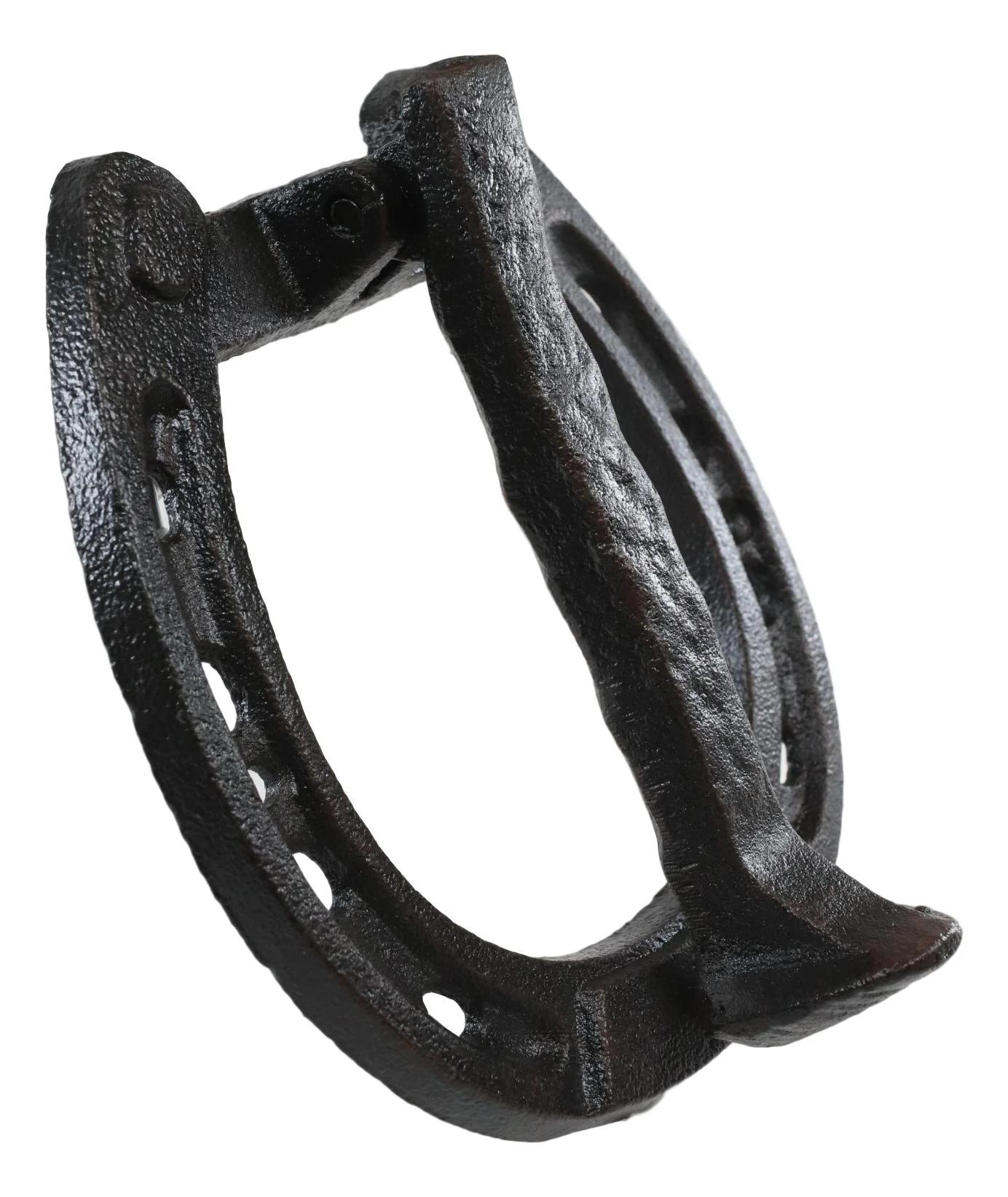Cast Iron Rustic Farmhouse Cowboy Horseshoe Cutout With Nail Spike Door Knocker - Image 4