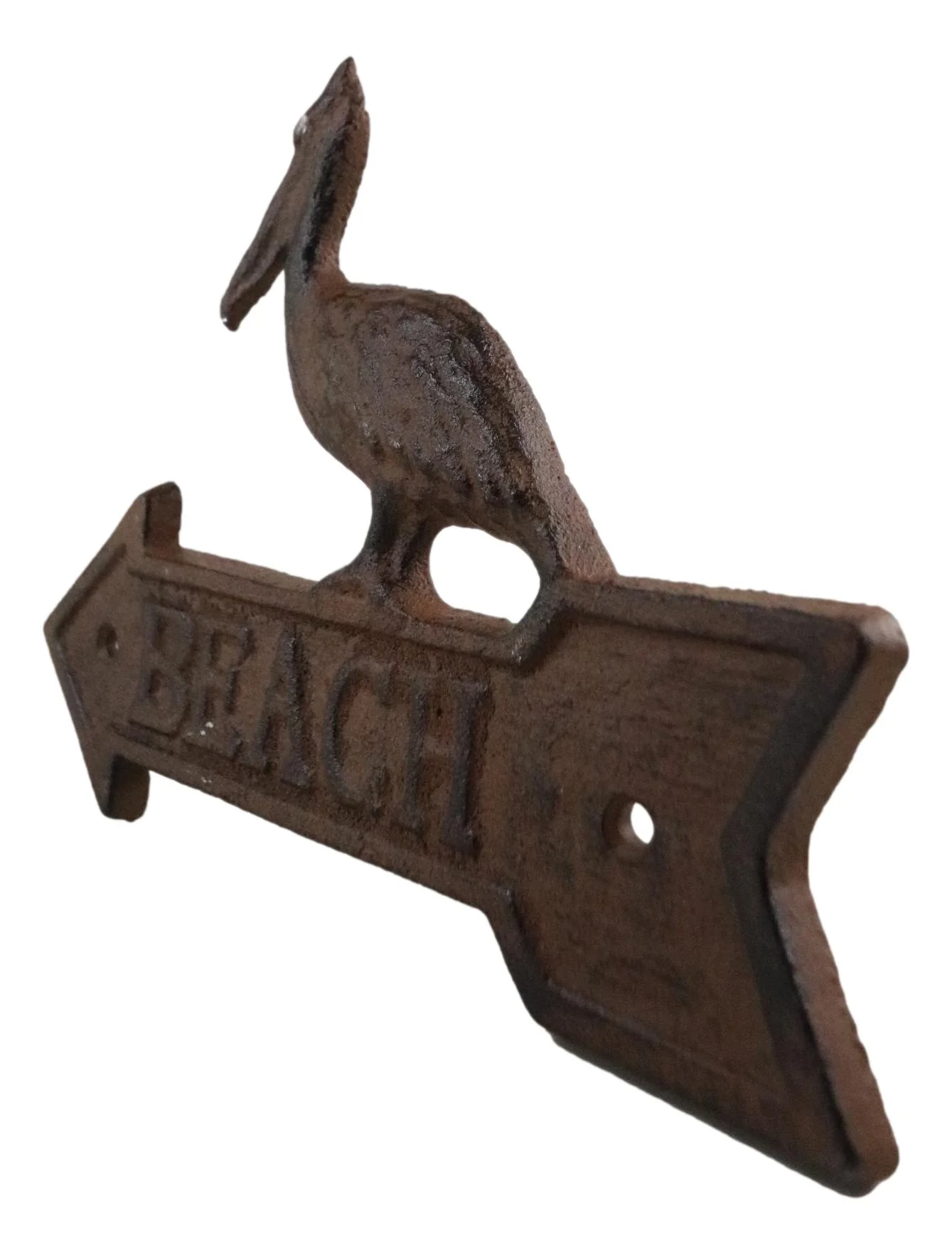 Cast Iron Rustic Louisiana Pelican Bird Beach Arrow Greeting Sign Wall Decor - Image 4