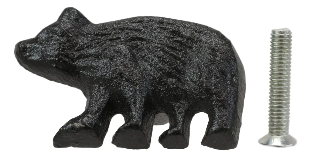Cast Iron Rustic Western Black Bear Drawer Cabinet Door Knobs Hardware Pack of 4 - Image 2