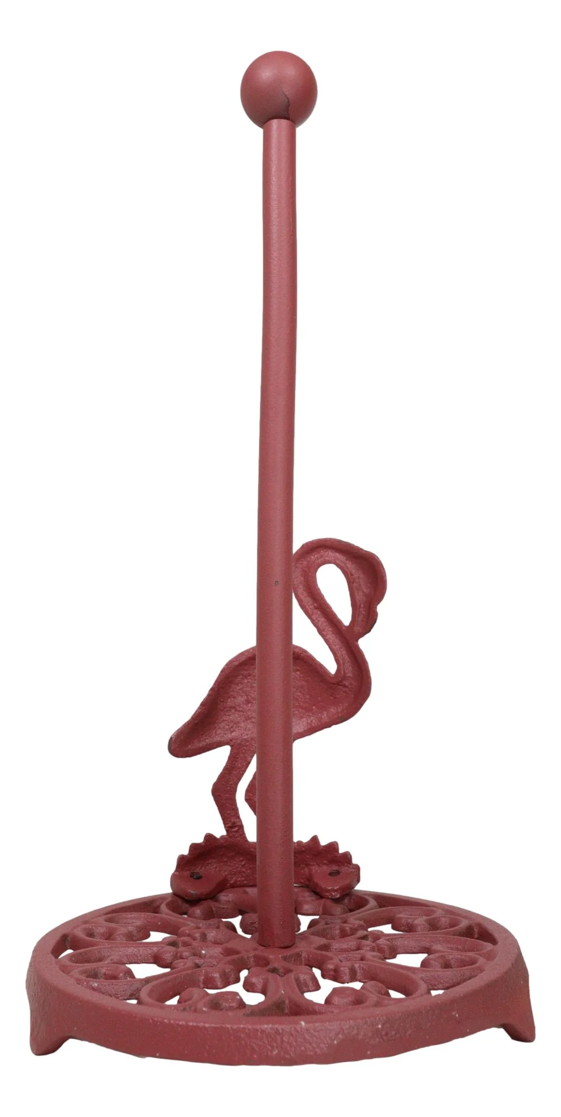 Cast Iron Tropical Birds of Paradise Pink Flamingo Kitchen Paper Towel Holder - Image 6