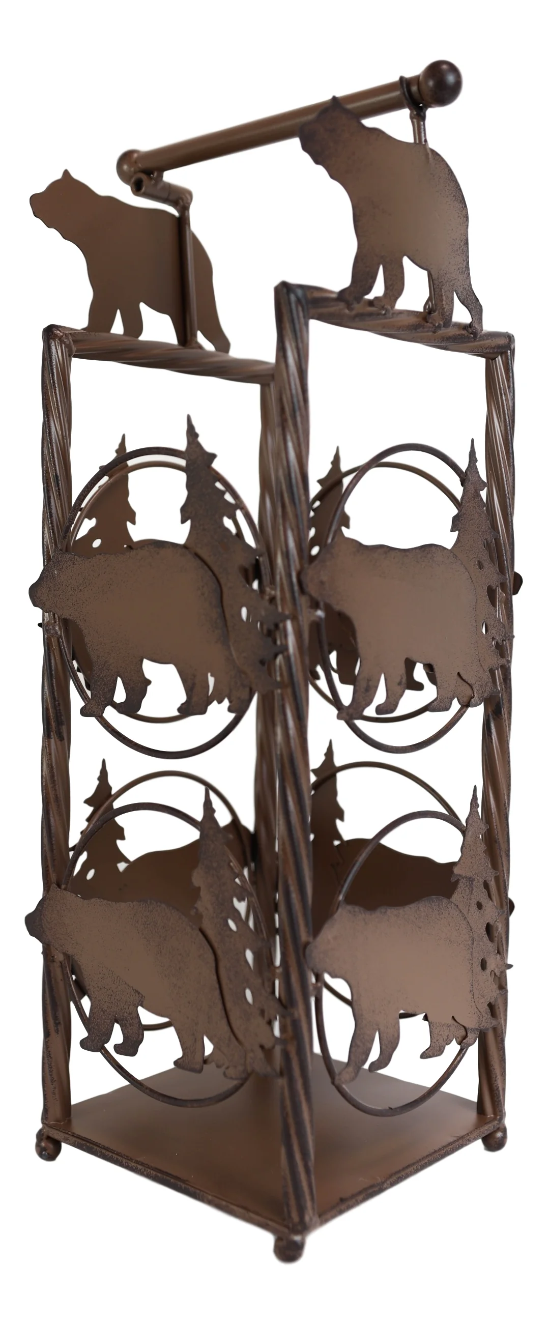 Cast Iron Western Rustic Black Bear Pine Trees Toilet Paper Holder Stand Station - Image 5