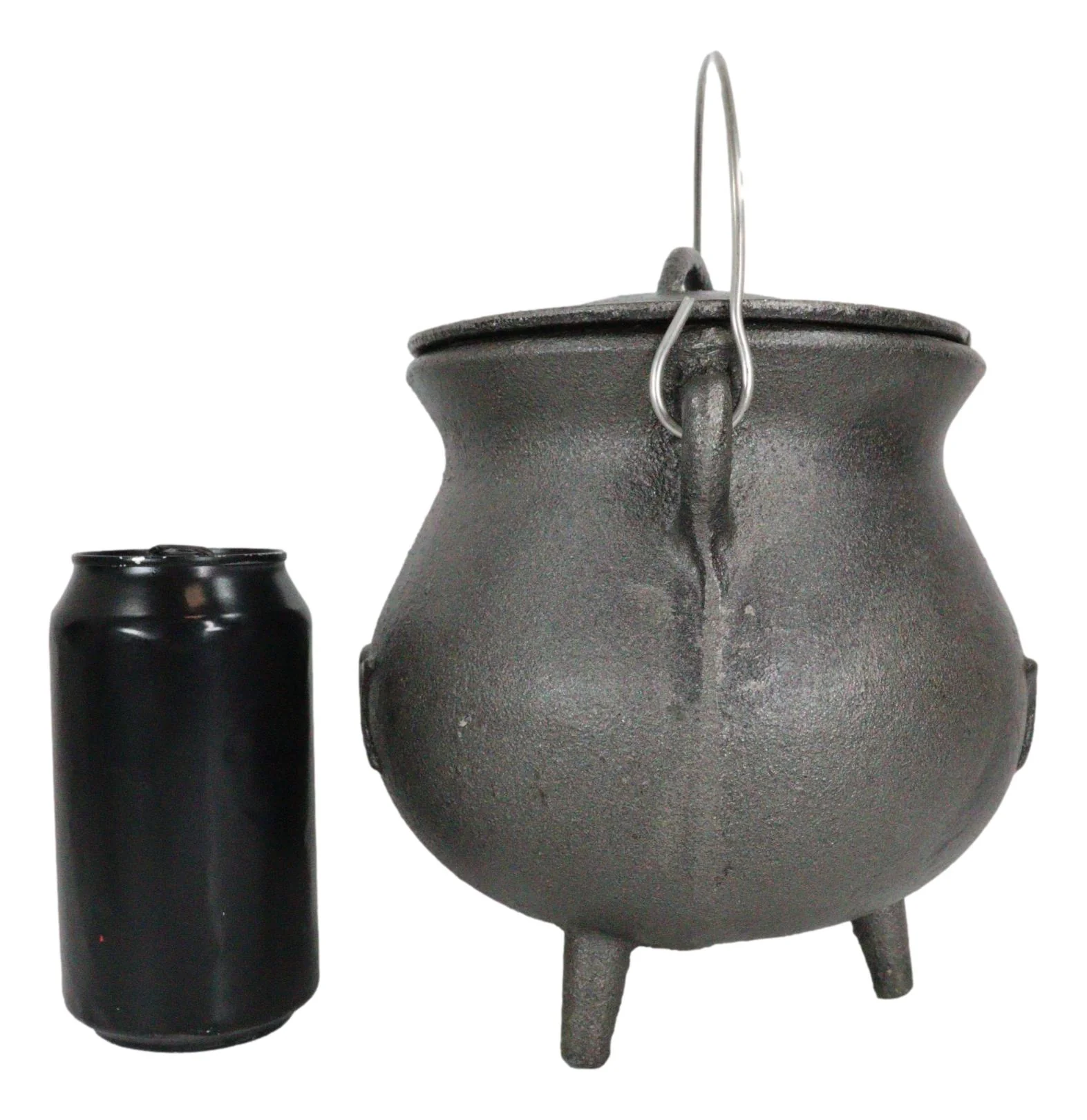 Cast Iron Wicca Triple Moon Shaman Spiral Goddess Cauldron With Handle and Lid - Image 4