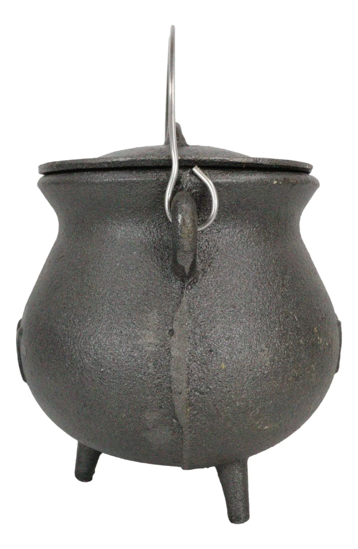 Cast Iron Wicca Triple Moon Shaman Spiral Goddess Cauldron With Handle and Lid - Image 5