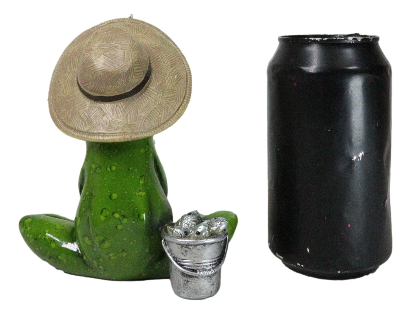 Catch of The Day Green Frog Rod Fishing And Wearing Fisherman Hat Figurine - Image 8