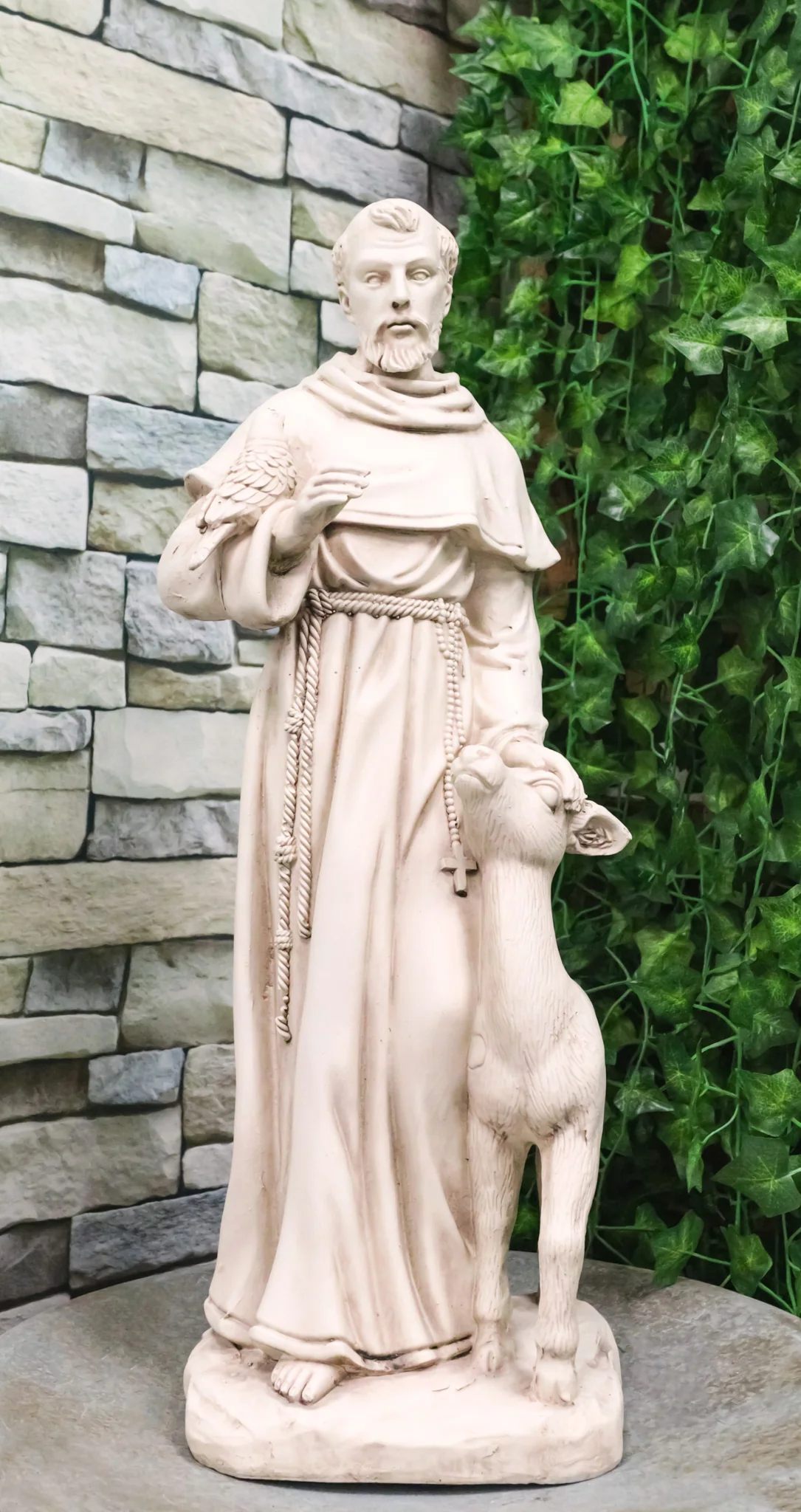Catholic Church Saint Francis With Deer And Bird Large Outdoor Statue 24" Tall - Image 9