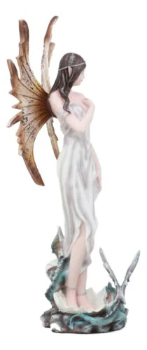 Celestial Goddess White Fairy With Blue Baby Dragon Hatchlings Statue 12.25"H - Image 3