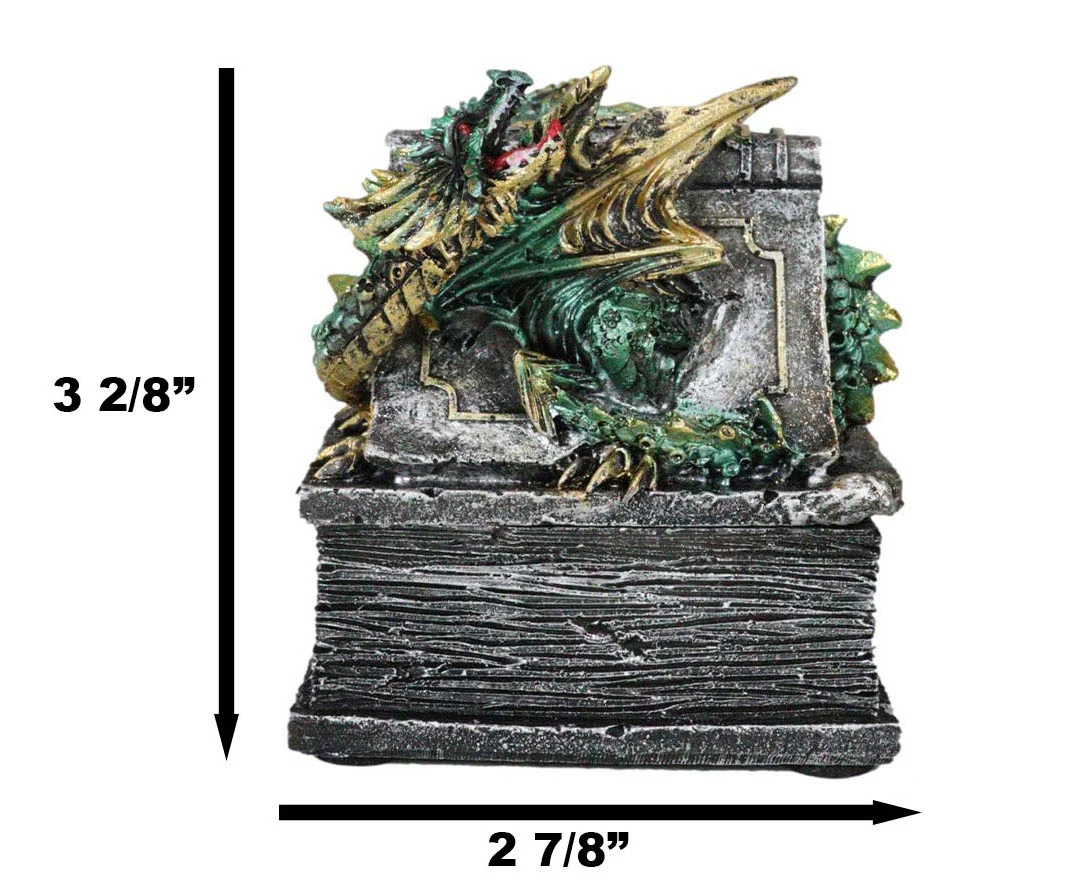 Celtic Beowulf Dragon Trapped In Tombstone Small Jewelry Trinket Box Figurine - Image 3