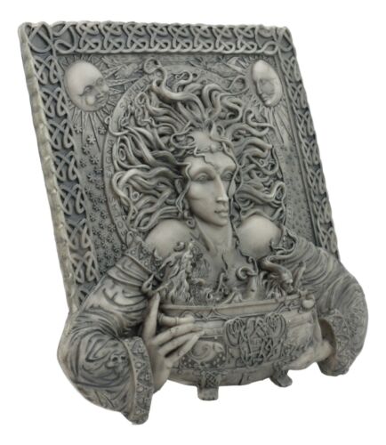 Celtic Goddess of Rebirth Cerridwen With Magical Potions Cauldron Wall Decor - Image 2