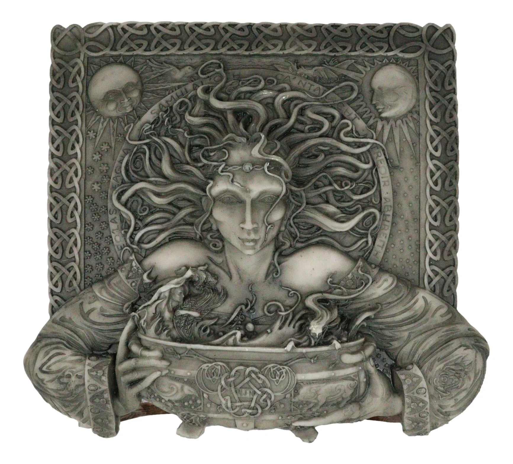 Celtic Goddess of Rebirth Cerridwen With Magical Potions Cauldron Wall Decor - Image 3