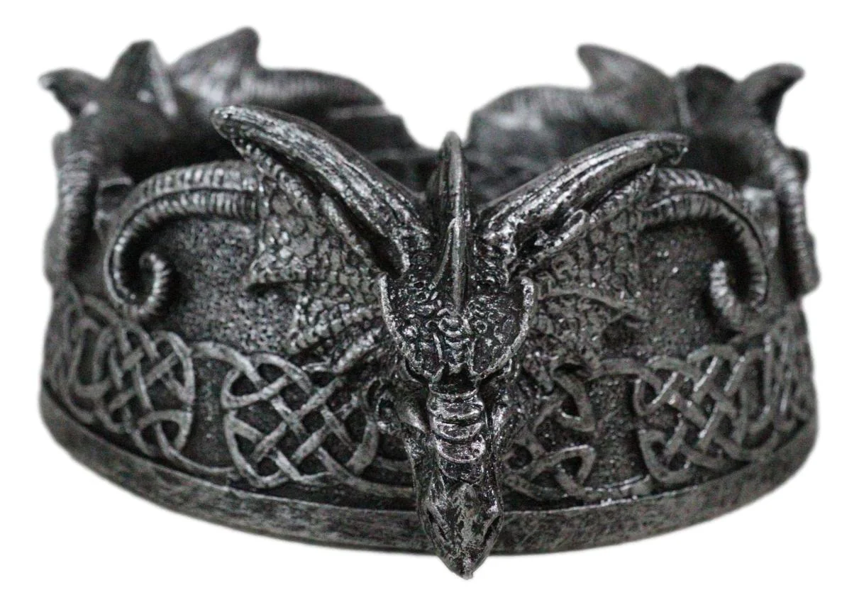 Celtic Knotwork Gothic Ram Horned Trio Arcane Dragons Cigarette Ashtray Figurine - Image 7