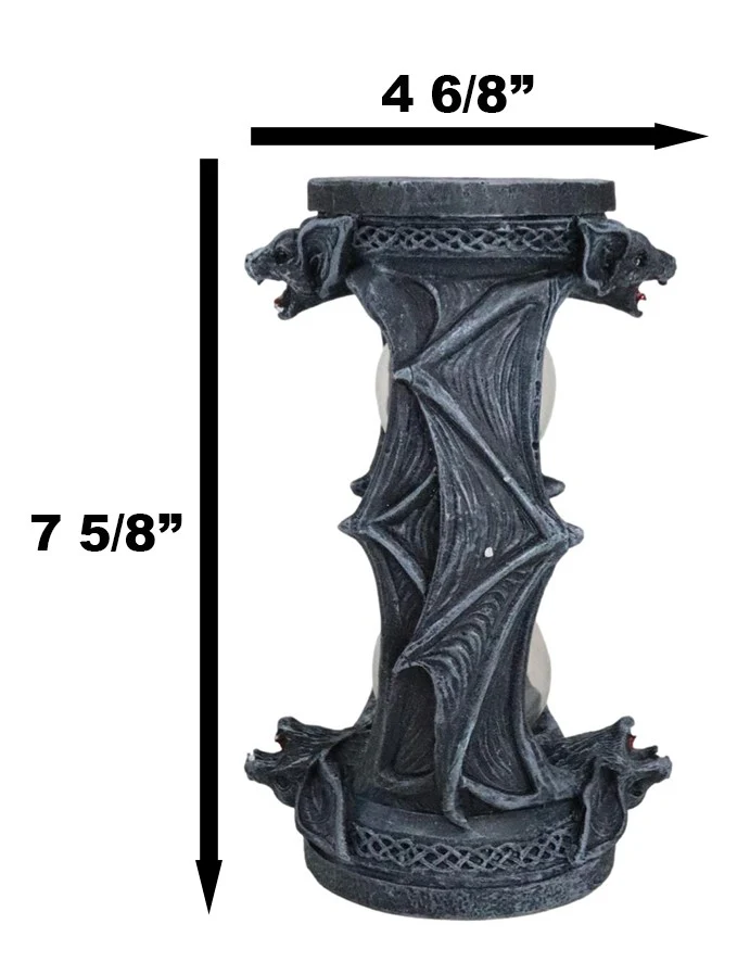 Celtic Knotwork Tomb Vampire Bats Gothic Invertible Pillar Sand Timer Figurine - Image 2
