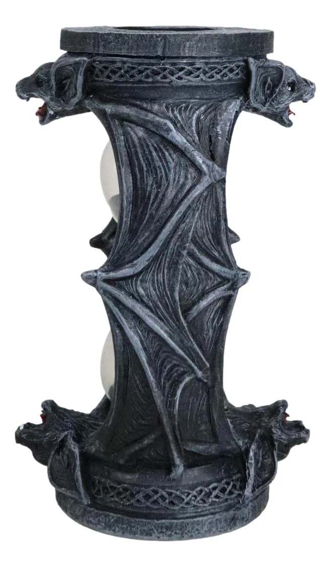 Celtic Knotwork Tomb Vampire Bats Gothic Invertible Pillar Sand Timer Figurine - Image 3
