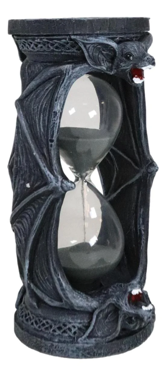 Celtic Knotwork Tomb Vampire Bats Gothic Invertible Pillar Sand Timer Figurine - Image 4