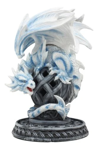 Ebros Celtic Tomb Guardian White Icycle Dragon Backflow Cone Incense Holder - Image 3