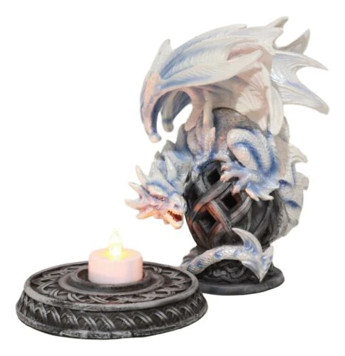 Ebros Celtic Tomb Guardian White Icycle Dragon Backflow Cone Incense Holder - Image 4