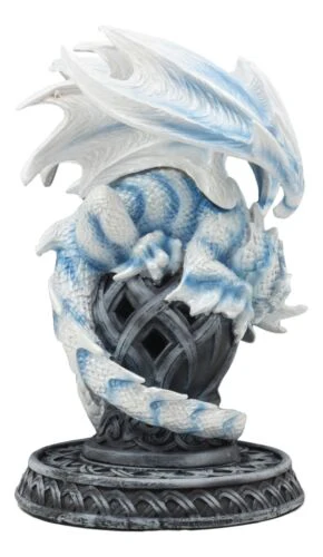 Ebros Celtic Tomb Guardian White Icycle Dragon Backflow Cone Incense Holder - Image 6