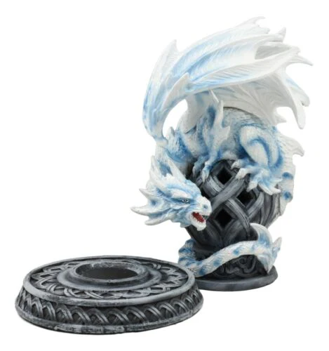 Ebros Celtic Tomb Guardian White Icycle Dragon Backflow Cone Incense Holder - Image 8