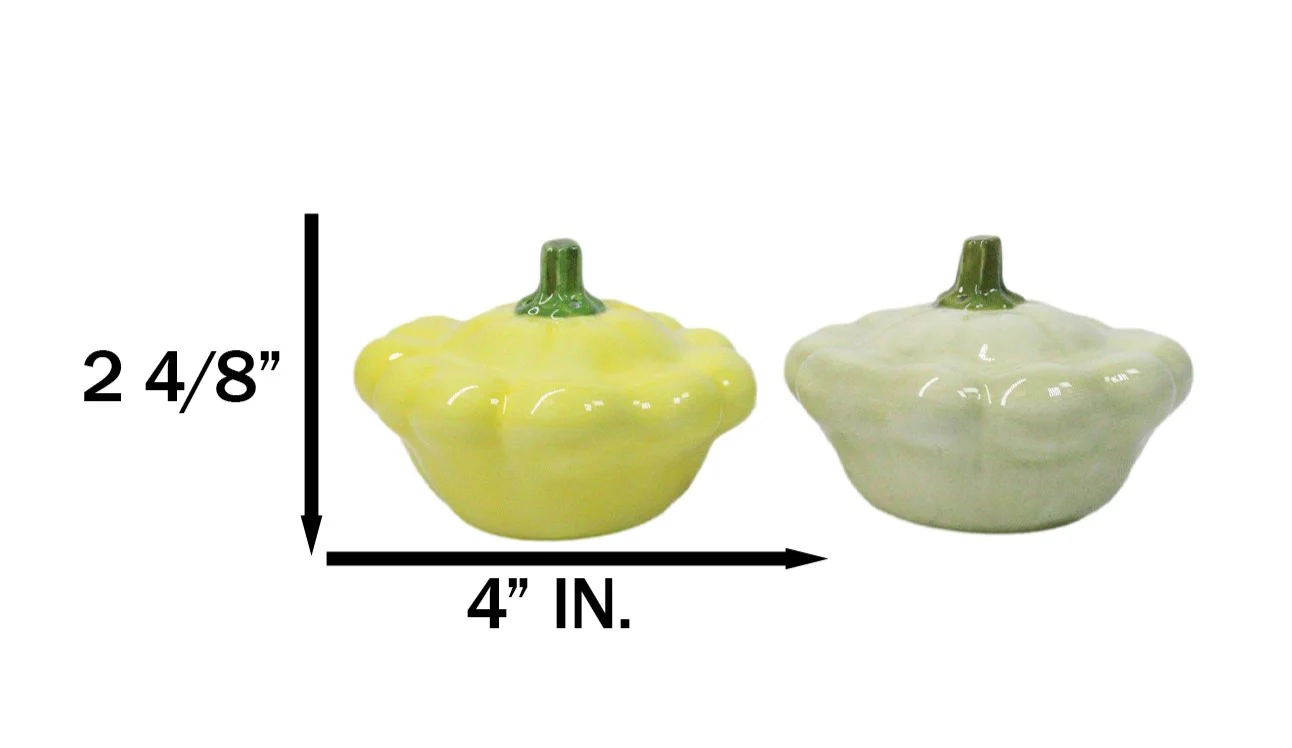 Ceramic Autumn Festive Yellow And Green Squash Salt And Pepper Shakers Set - Image 5