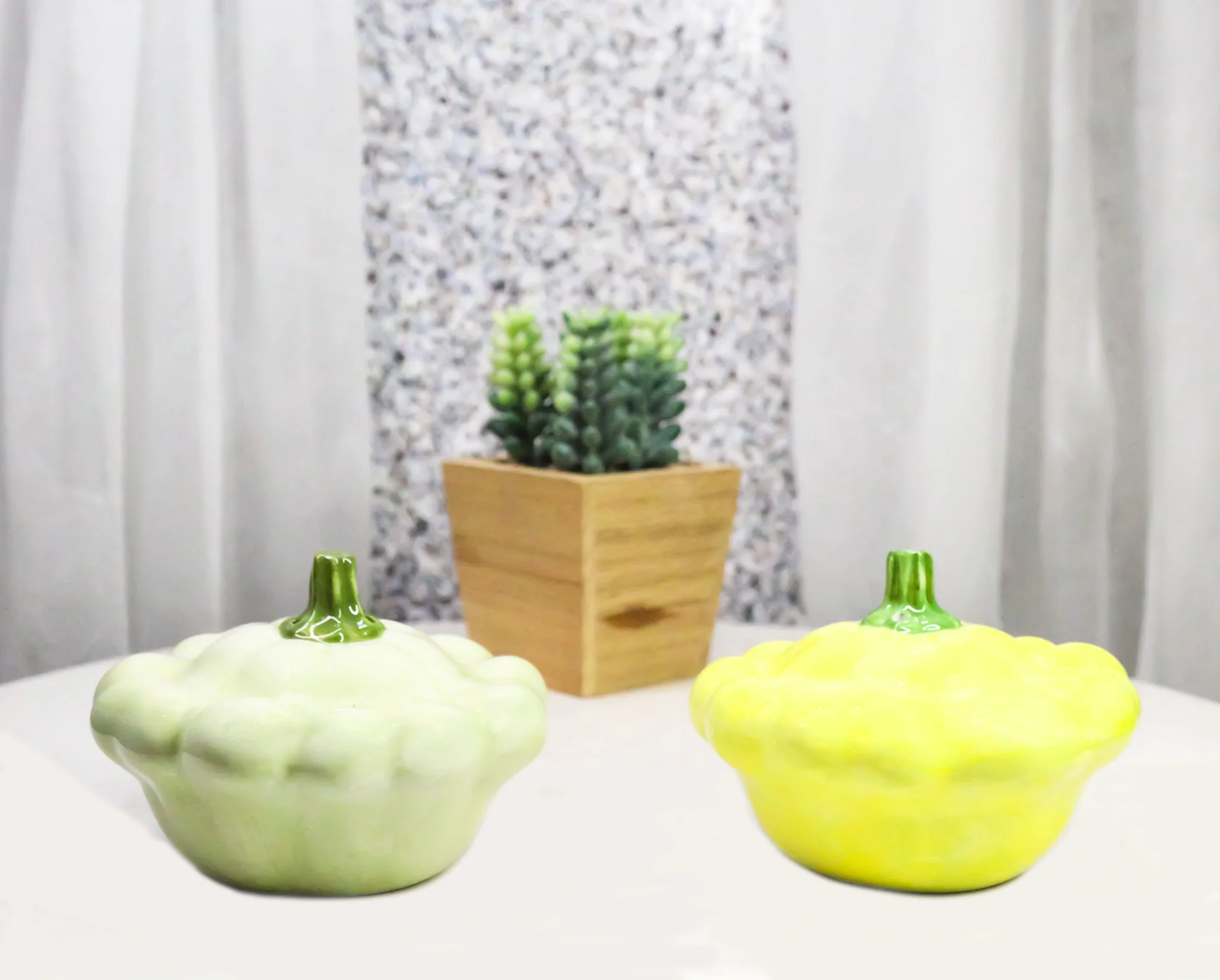 Ceramic Autumn Festive Yellow And Green Squash Salt And Pepper Shakers Set - Image 8