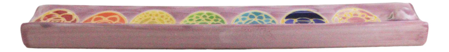 Ceramic Colorful Rainbow 7 Chakra Zone Colors Mandala Flowers Incense Holder - Image 3