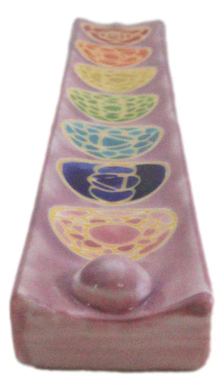 Ceramic Colorful Rainbow 7 Chakra Zone Colors Mandala Flowers Incense Holder - Image 4