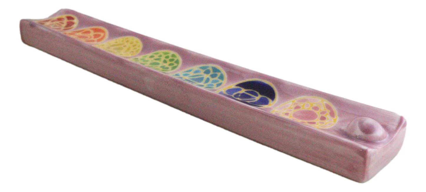 Ceramic Colorful Rainbow 7 Chakra Zone Colors Mandala Flowers Incense Holder - Image 5