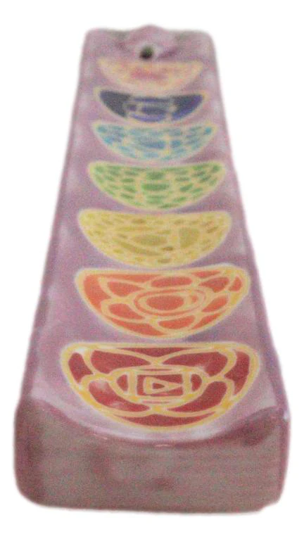 Ceramic Colorful Rainbow 7 Chakra Zone Colors Mandala Flowers Incense Holder - Image 7