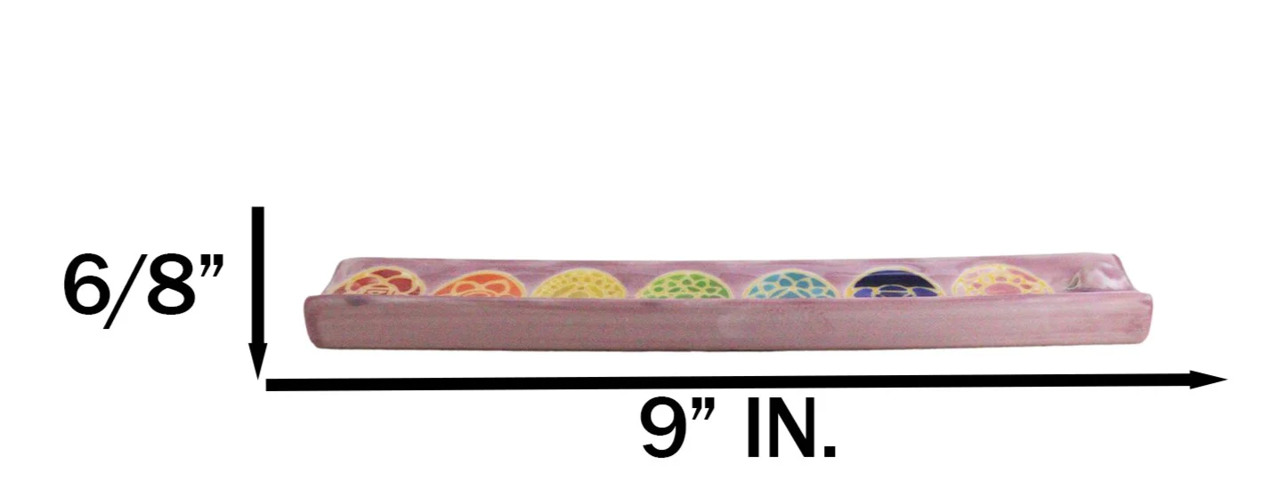 Ceramic Colorful Rainbow 7 Chakra Zone Colors Mandala Flowers Incense Holder - Image 8