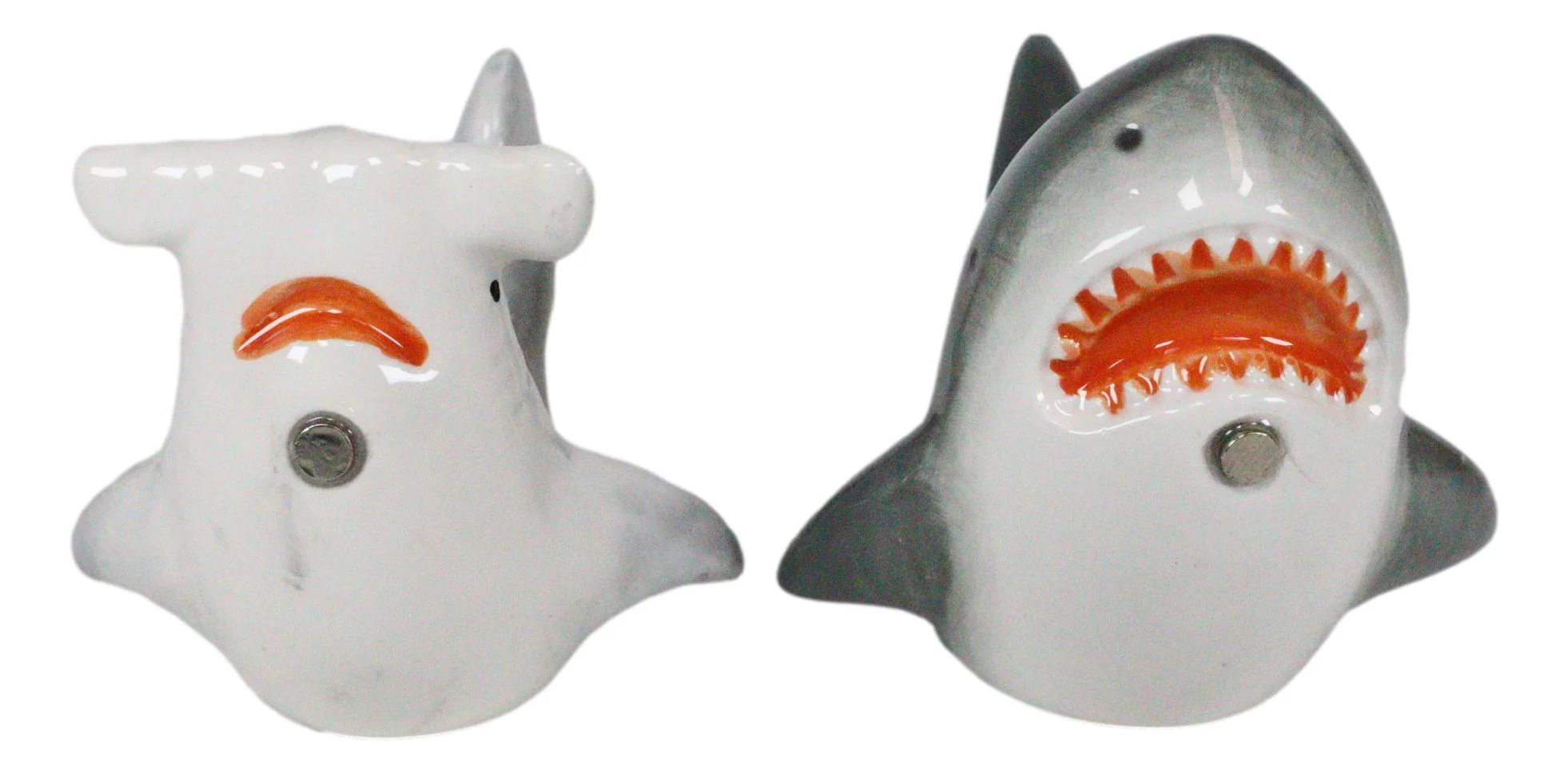 Ebros Ceramic Ocean Marine Great White And Hammerhead Sharks Salt Pepper Shakers Set - Image 3