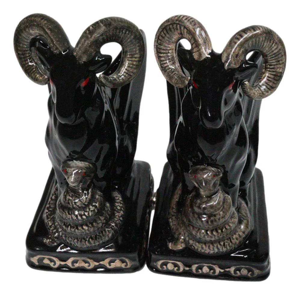Ceramic Sabbatic Goat Baphomet With Cobra Ceramic Salt And Pepper Shakers Set - Image 3
