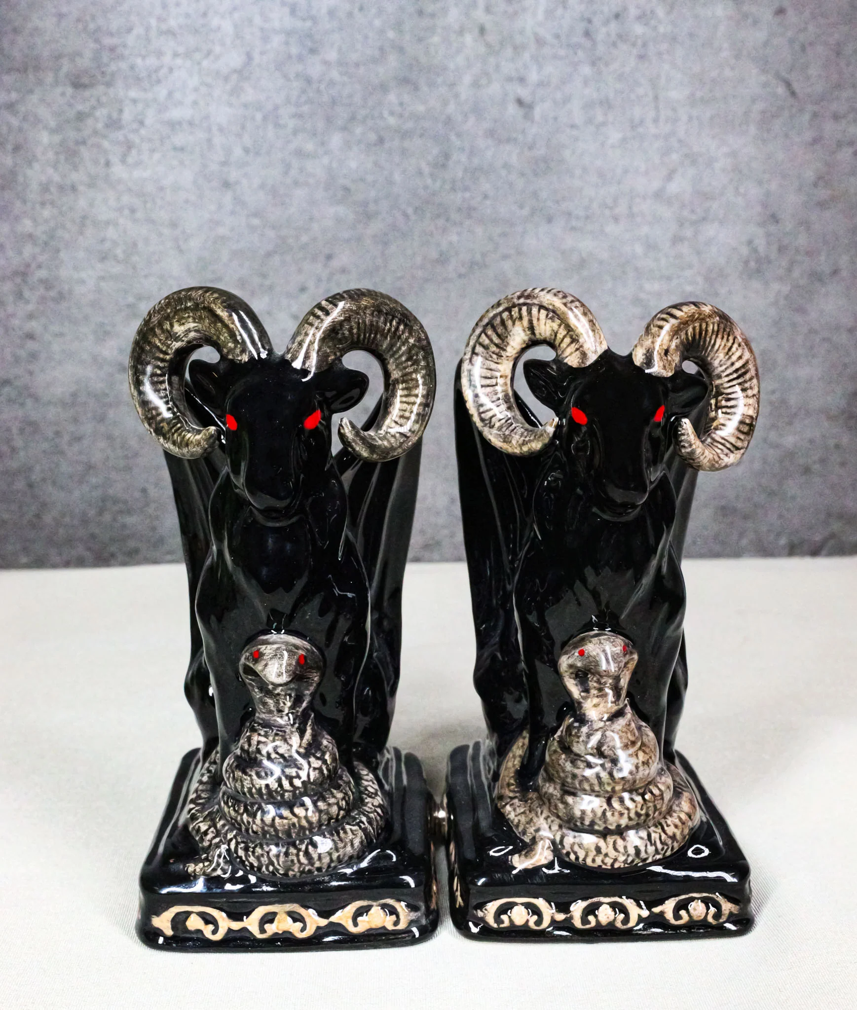 Ceramic Sabbatic Goat Baphomet With Cobra Ceramic Salt And Pepper Shakers Set - Image 9