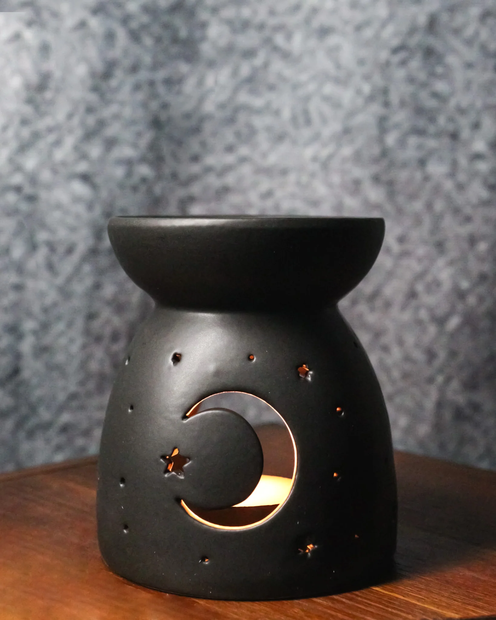 Ceramic Wicca Crescent Moon And Stars Essential Oil Burner Votive Candle Warmer - Image 11