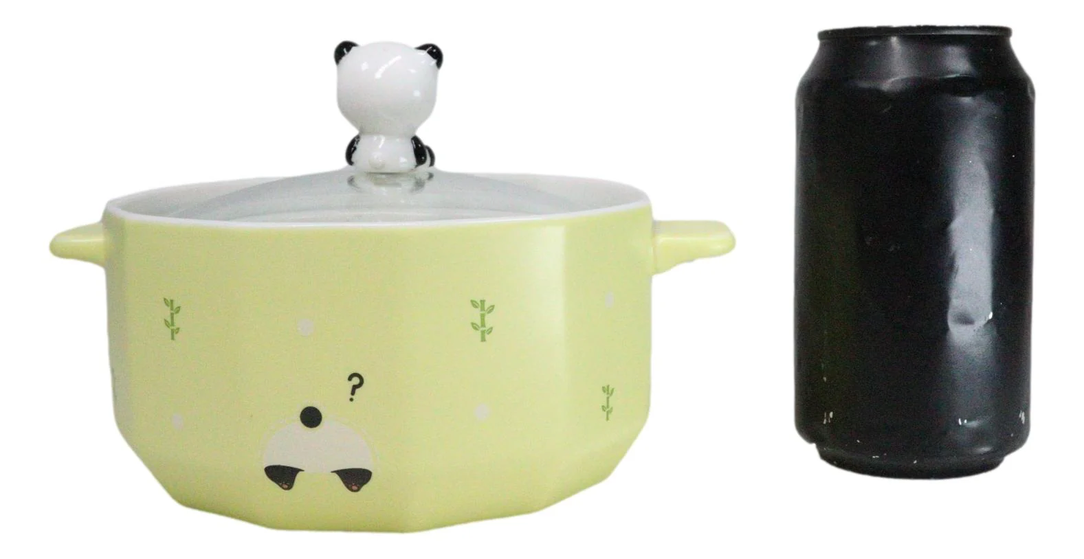 Ceramic Yellow Lovely Panda 30oz Noodle Dessert Food Bowl W/ Glass Lid - Image 8