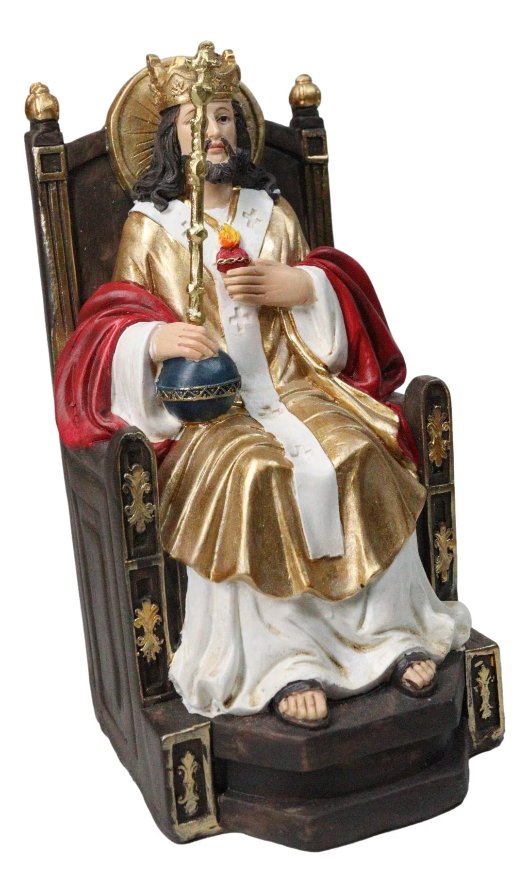 Christian Decor Crowned Christ The King Sitting On The Throne Sculpture 7.75" H - Image 3