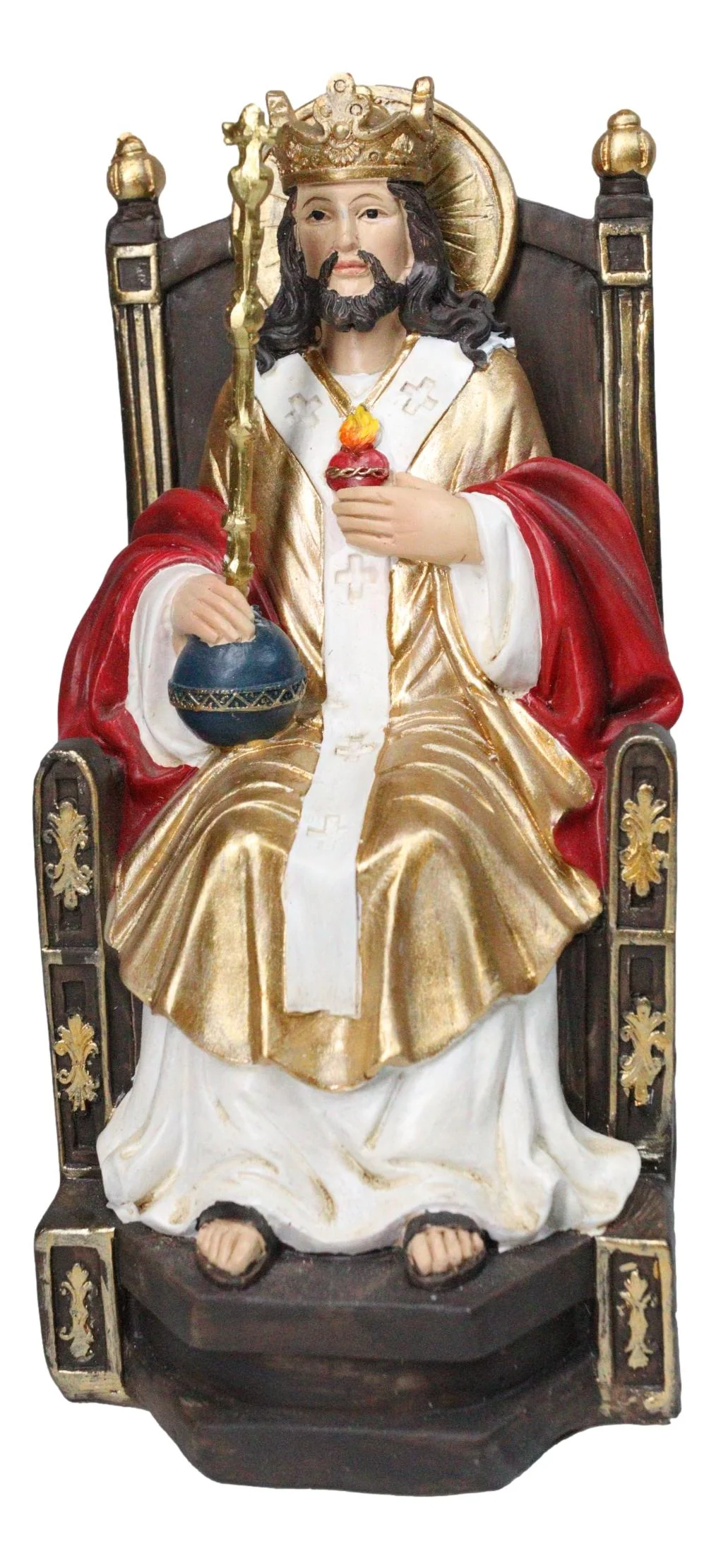 Christian Decor Crowned Christ The King Sitting On The Throne Sculpture 7.75" H - Image 6