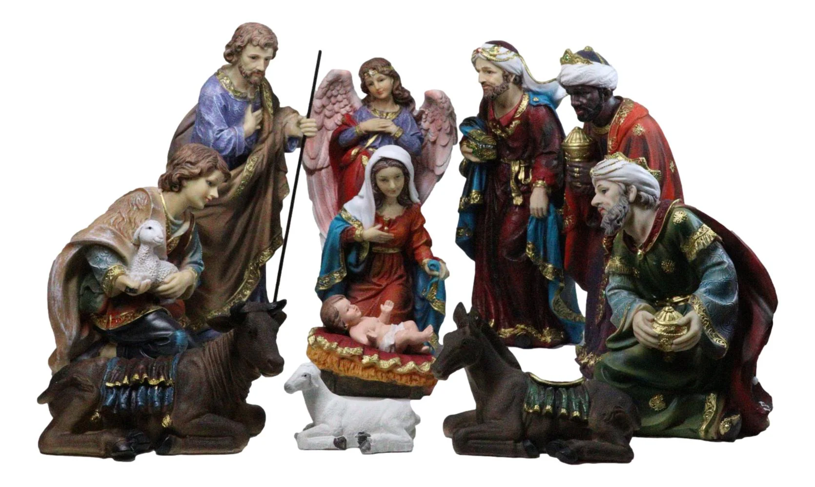 Christmas Nativity Mary Joseph Jesus 3 Wise Men Angel 11 Pc Figurines Set 12" - Image 7