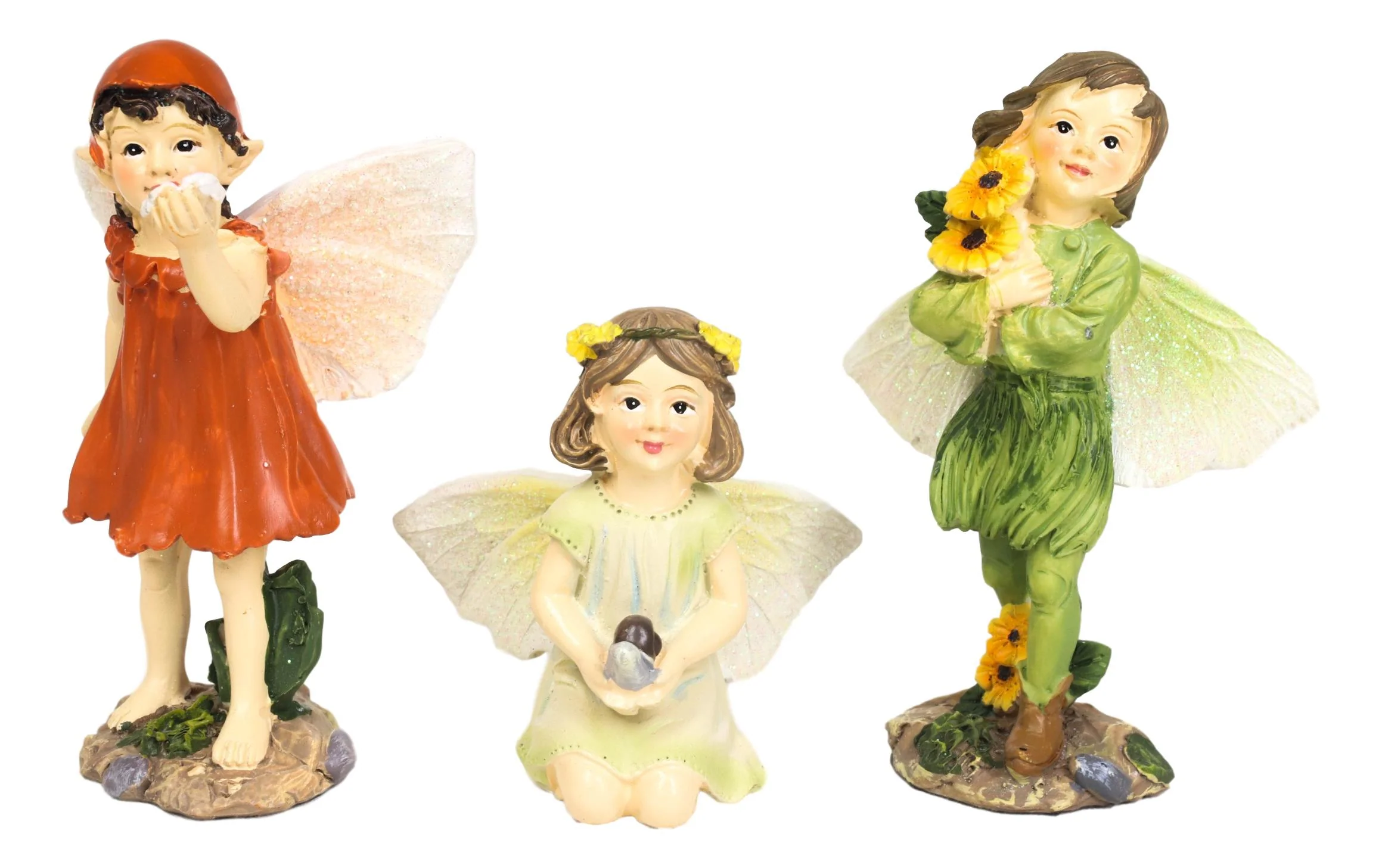 Colorful Gardening Sunflower Girl Fairies Set of 3 Fairy Garden Mini Figurines - Image 3