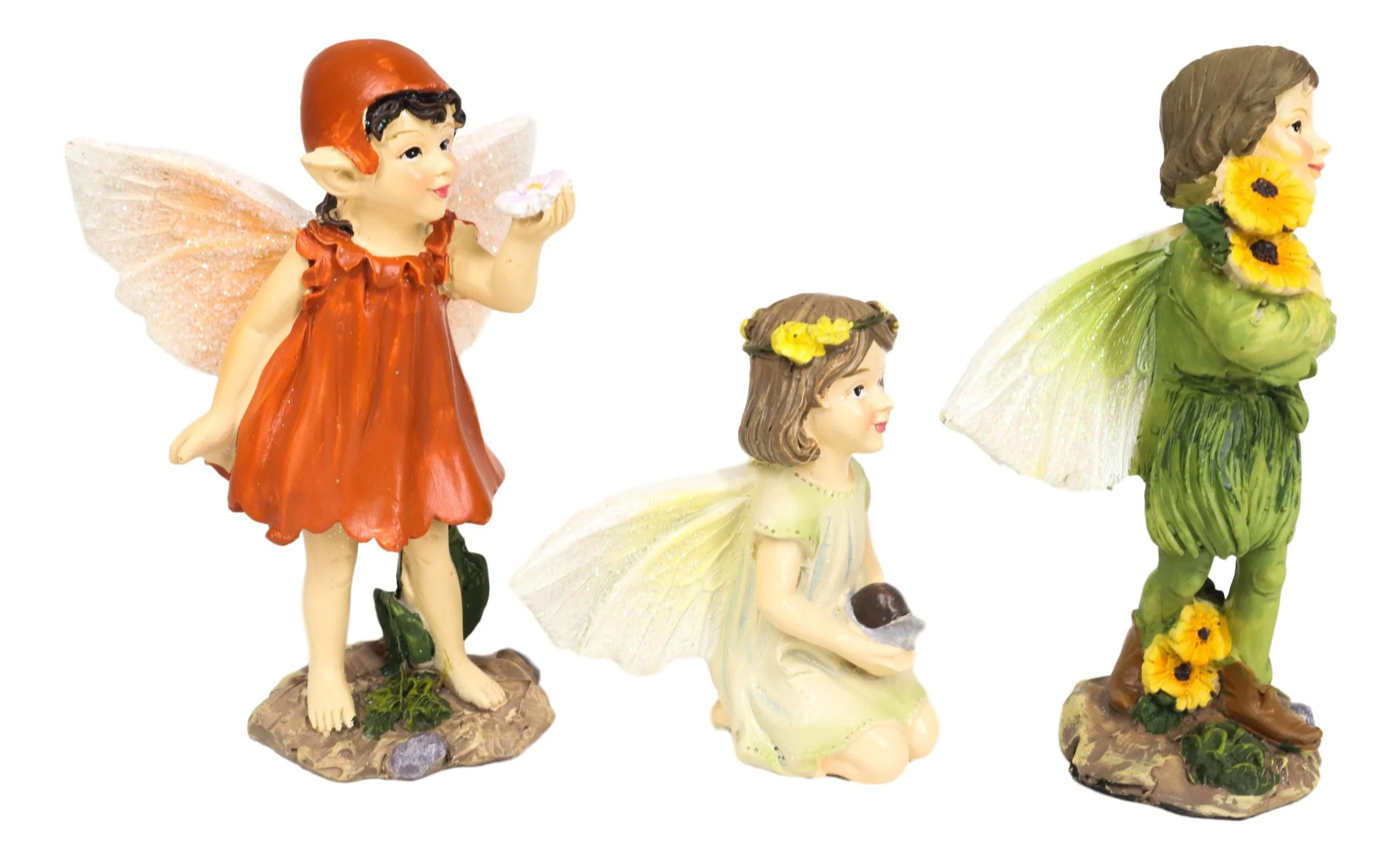 Colorful Gardening Sunflower Girl Fairies Set of 3 Fairy Garden Mini Figurines - Image 4
