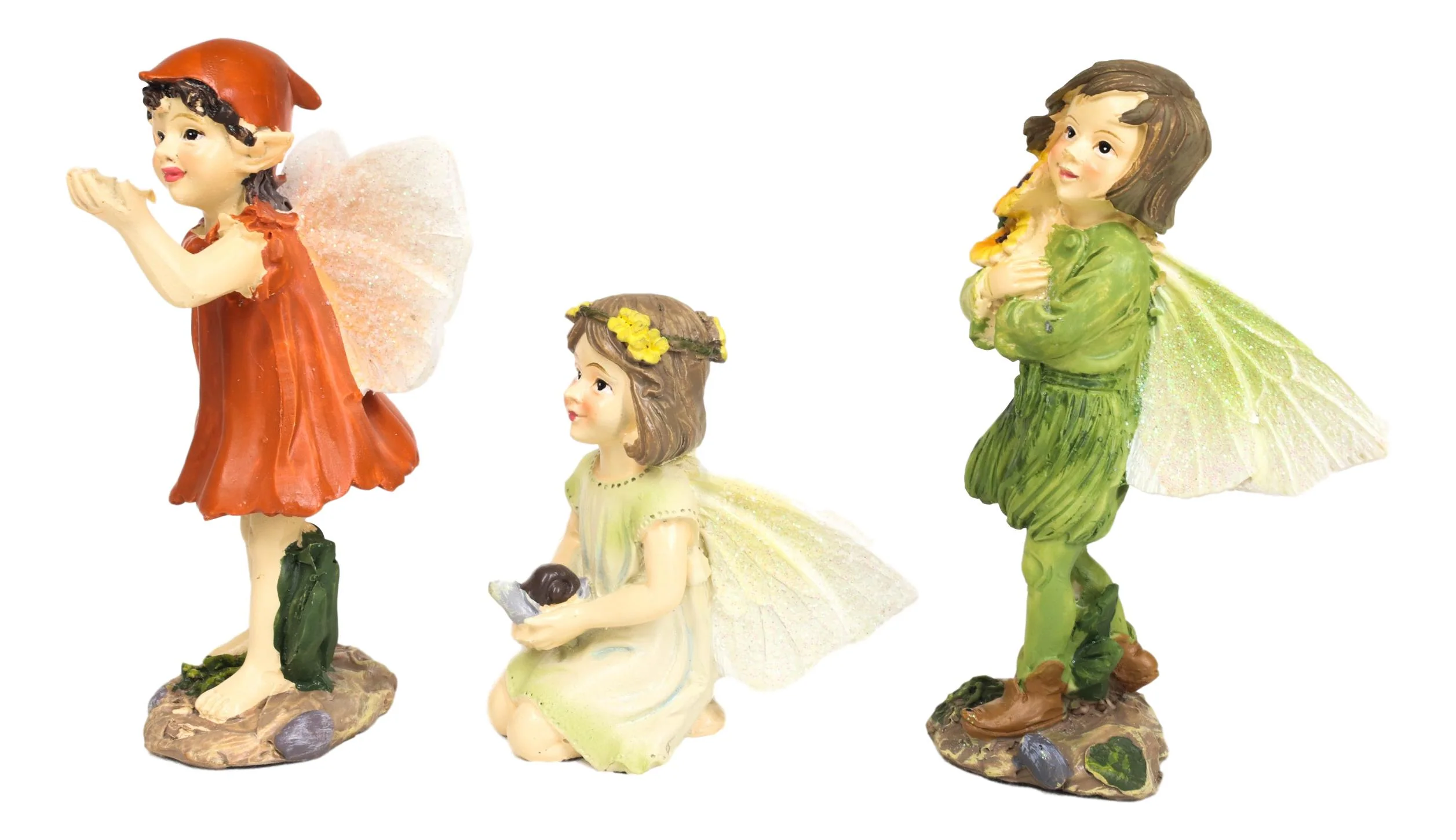 Colorful Gardening Sunflower Girl Fairies Set of 3 Fairy Garden Mini Figurines - Image 5