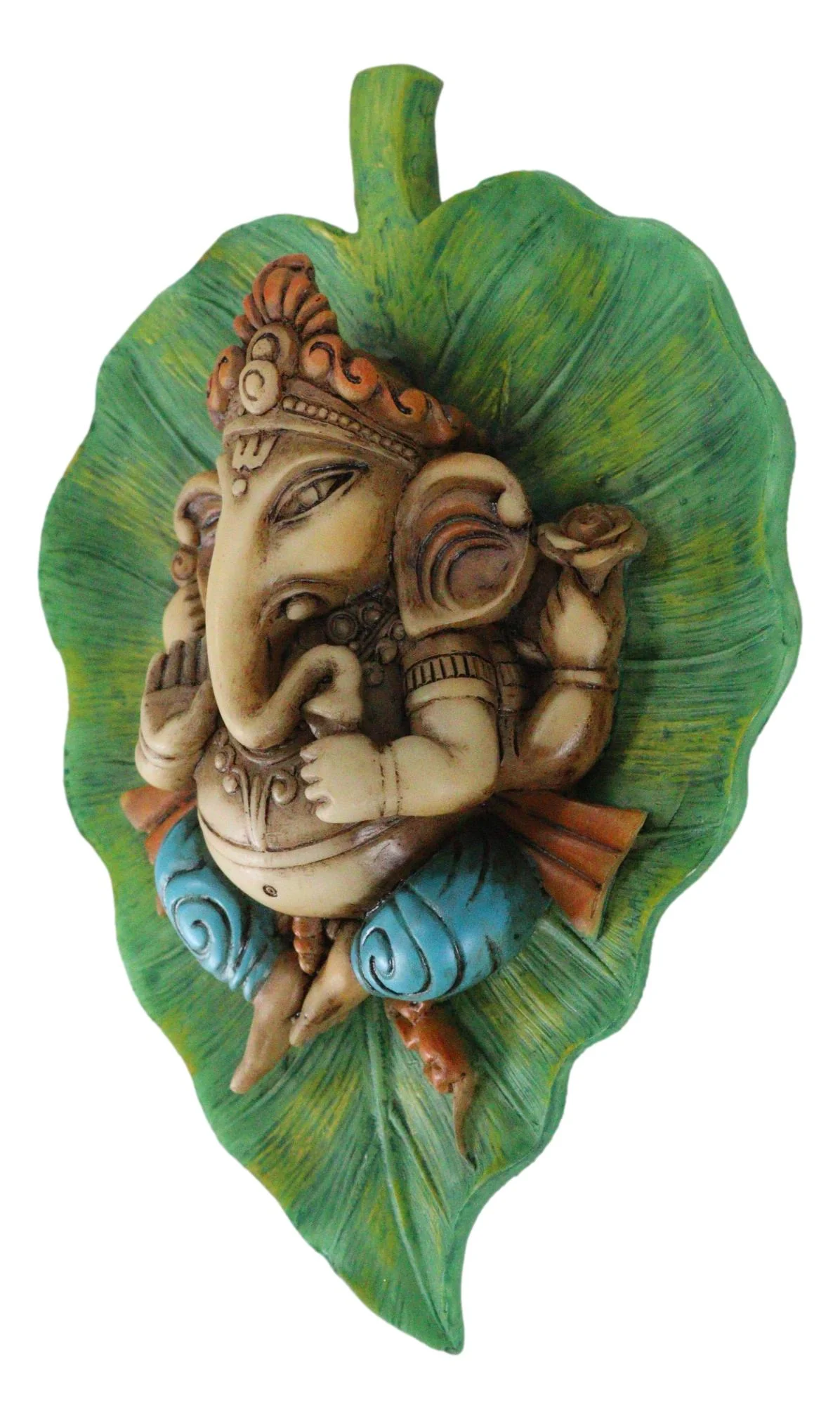 Colorful Lord Ganesha On Peepal Banyan Leaf Vastu Figurine Hindu God Of Success - Image 2