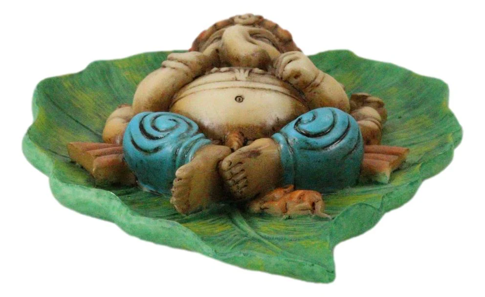 Colorful Lord Ganesha On Peepal Banyan Leaf Vastu Figurine Hindu God Of Success - Image 4