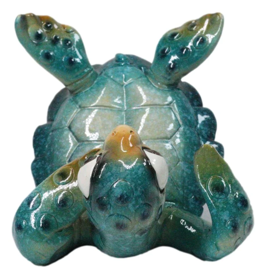 Comical Blue Shelled Sea Turtle On Back Flip Cell Phone Holder Stand Figurine - Image 2