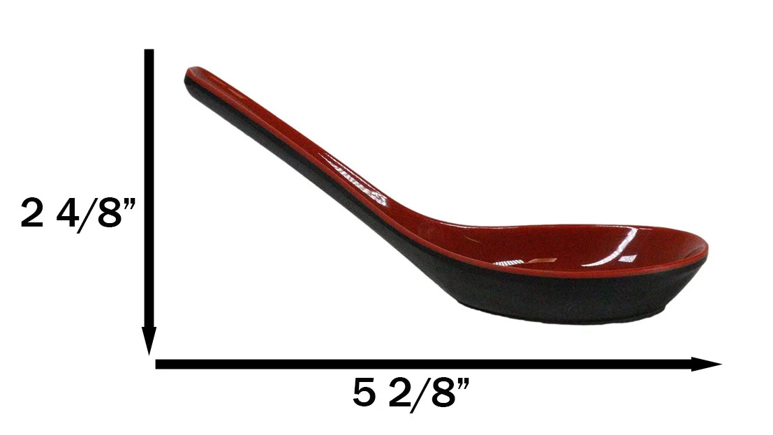 Contemporary High Gloss Red Black Melamine Asian Soup Spoons Pack Of 12 Set - Image 9