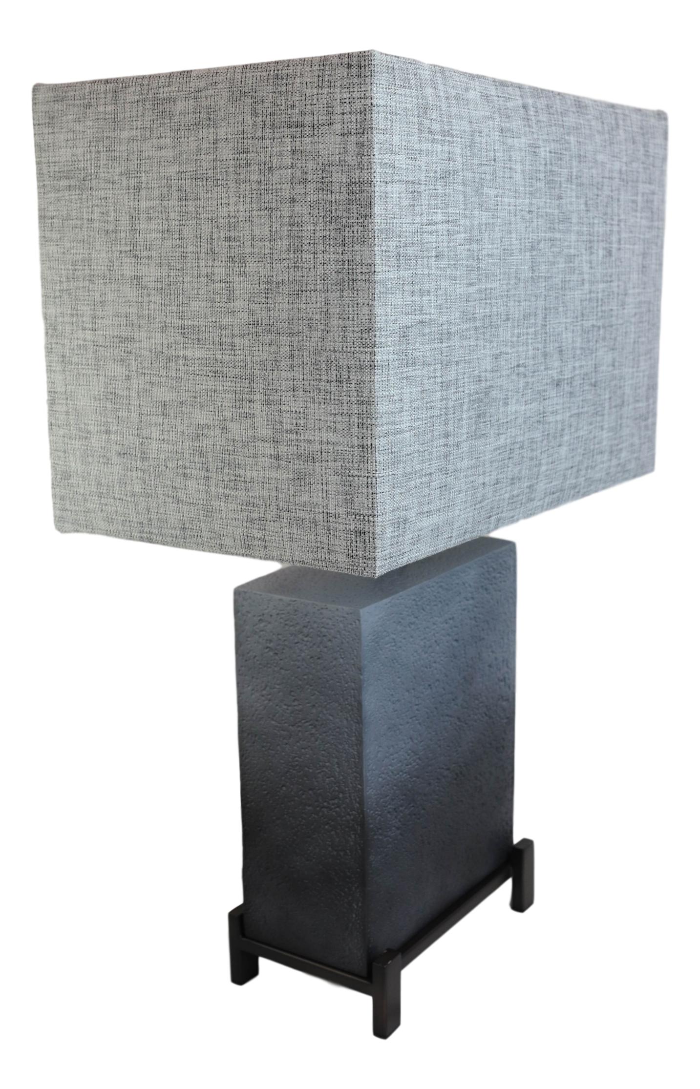 Contemporary Modern Elegant Grey Polystone Iron Metal Table Lamp With Shade - Image 4