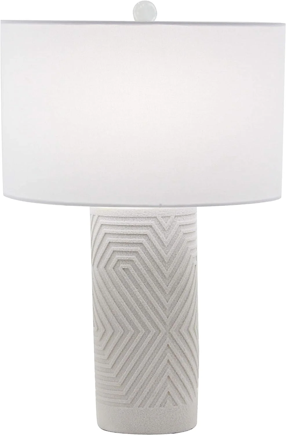 Contemporary Modern Elegant Linear Pattern Polystone Table Lamp With Shade - Image 2
