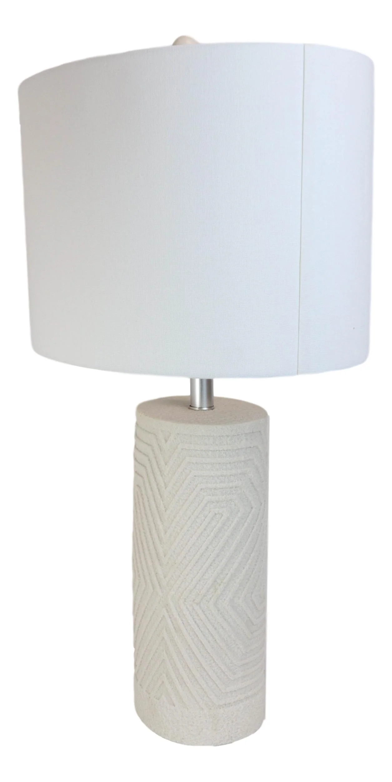 Contemporary Modern Elegant Linear Pattern Polystone Table Lamp With Shade - Image 3