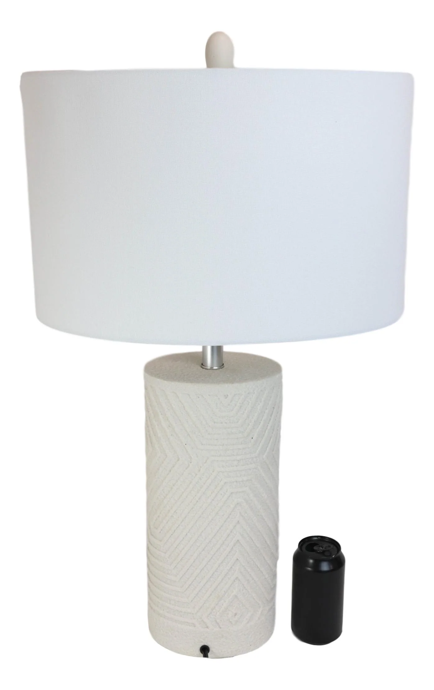 Contemporary Modern Elegant Linear Pattern Polystone Table Lamp With Shade - Image 6